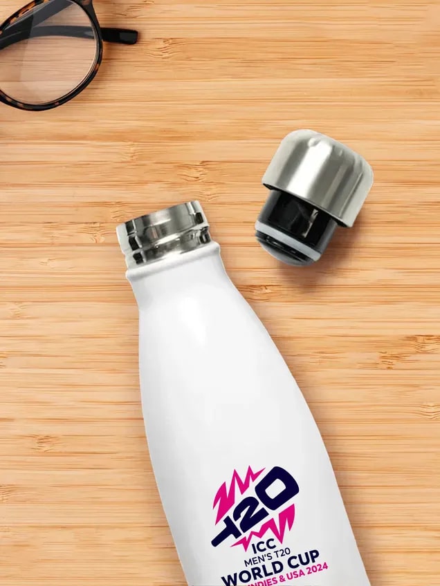 ICC Men's T20 WC-24 White and Pink Printed Stainless Steel Bottle – view 3