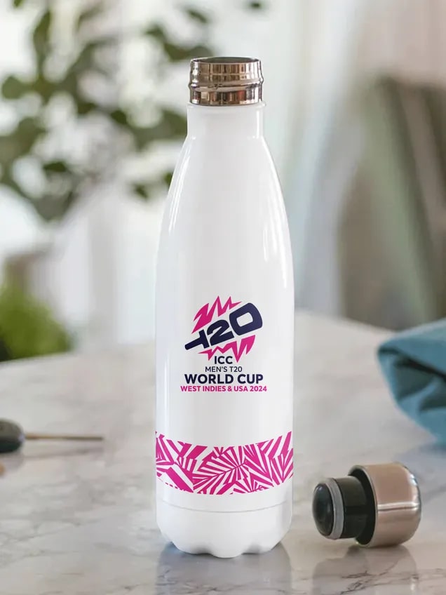 ICC Men's T20 WC-24 White and Pink Printed Stainless Steel Bottle – view 5