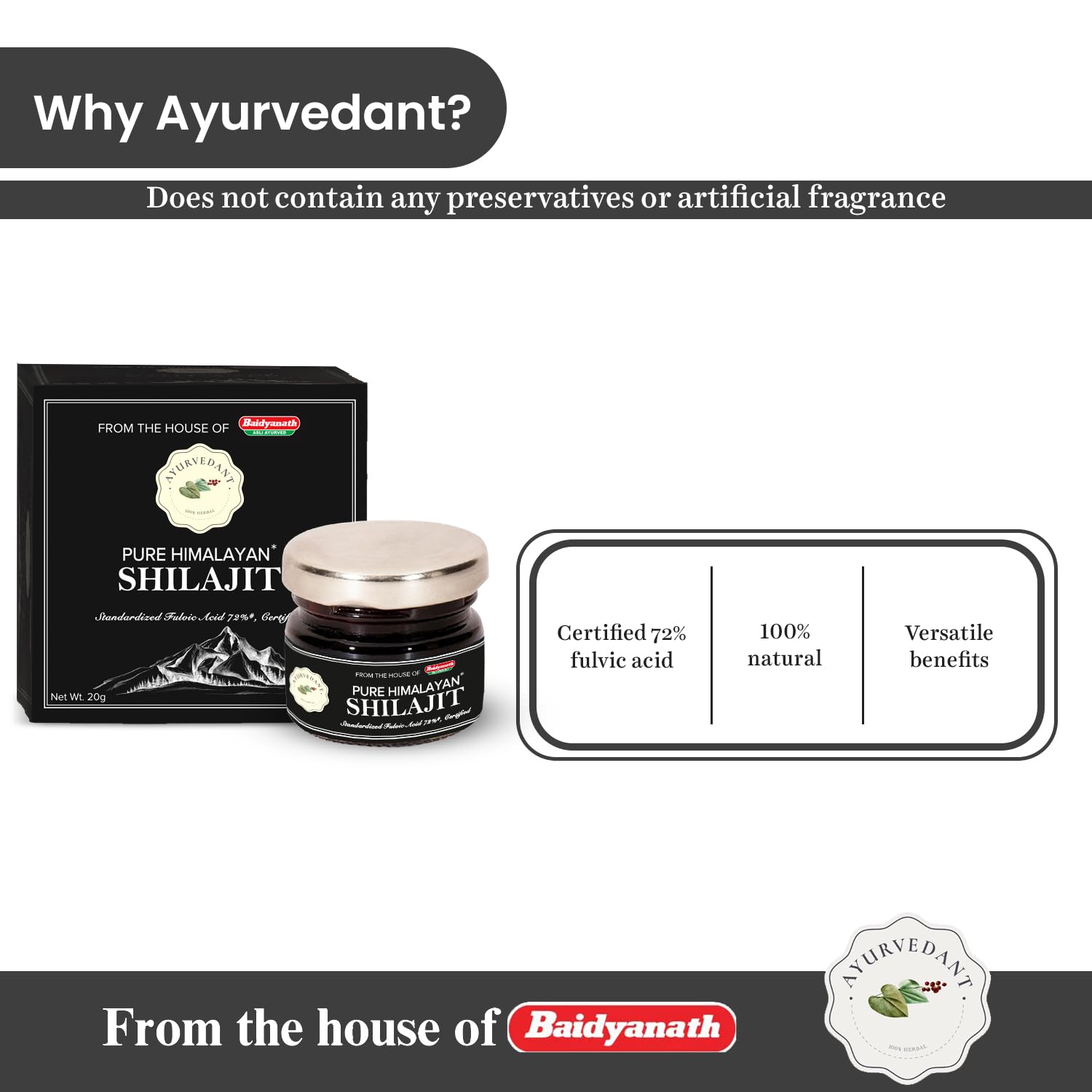 Baidyanath Ayurvedant Pure Himalayan Shilajit Resin, 20g - Standardized and Certified for Purity – view 7