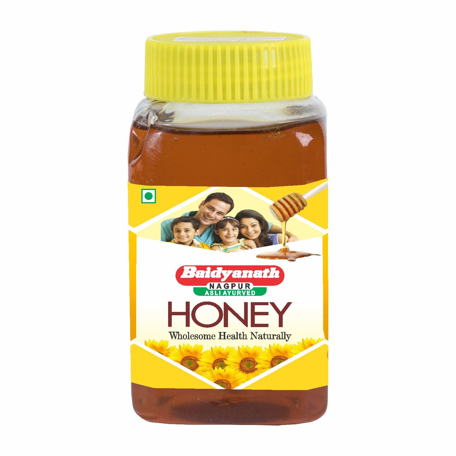 Front view of Baidyanath honey 500 gm semi-liquid bottle