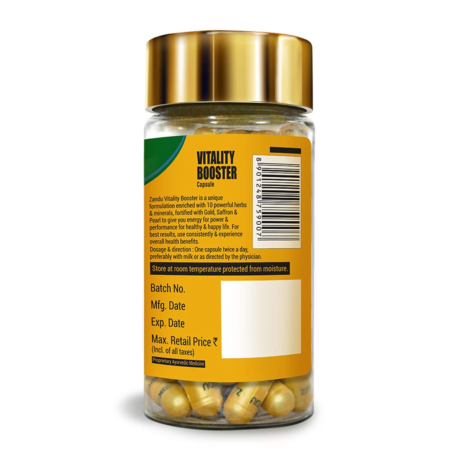 Zandu Vitality Booster Capsule, With Goodness of Ashwagandha, Safed Musli, Gokshur, Shuddha Shjilajit, Helps to Boost Energy and Strength - Pack of 60 Veg Capsules – view 6