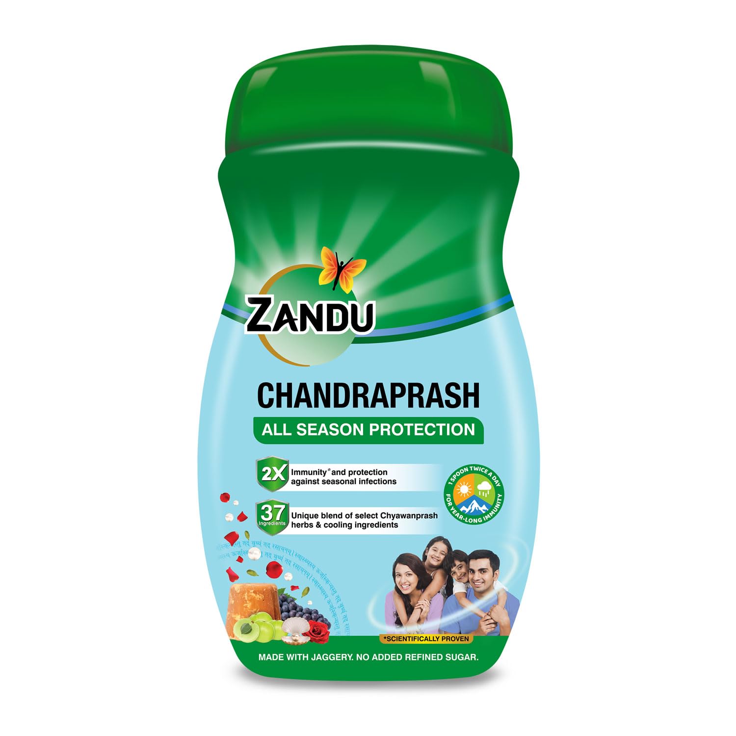 Zandu Chandraprash jar showing 450g paste with jaggery formula