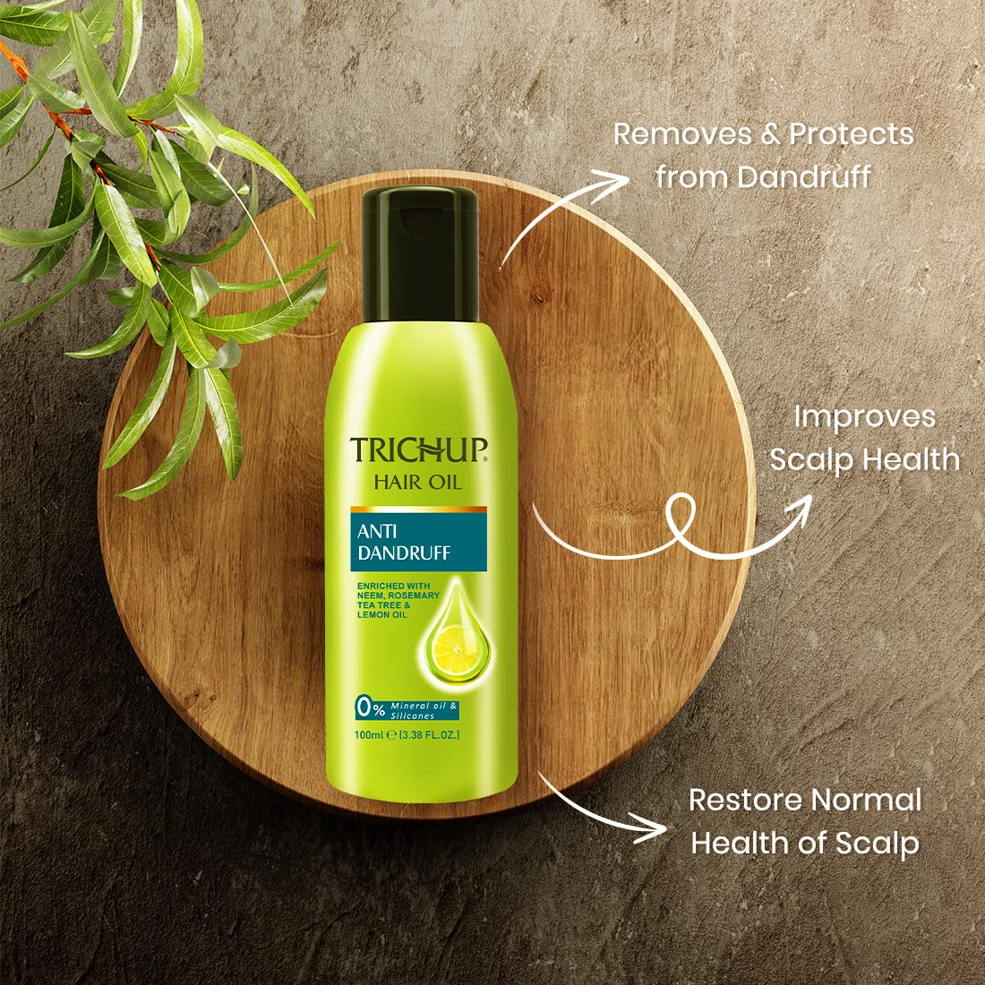 Trichup Anti-Dandruff Hair Oil - Enriched with Neem, Lemon, Rosemary & Tea Tree Oil - Help to Prevent Flakes and Dry Scalp (100ml) (Pack of 2) – view 3