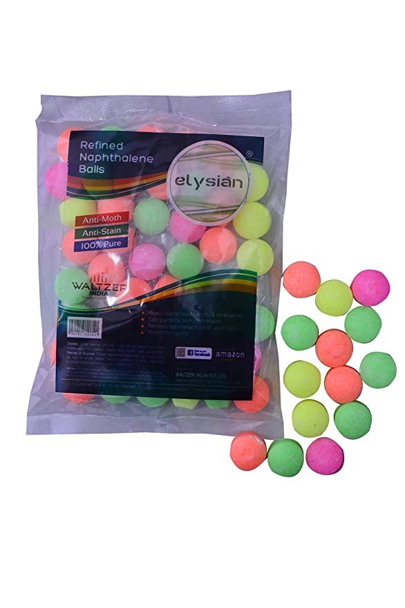 Elysian Moth Balls Repellent Anti-Bug Camphor Wardrobes Drawers Closet Naphthalene Balls Keeper for Clothes Fragrance Mothballs, Mildew, Cabinets Office Multicolor Color Moth Balls 250 Gram – view 5