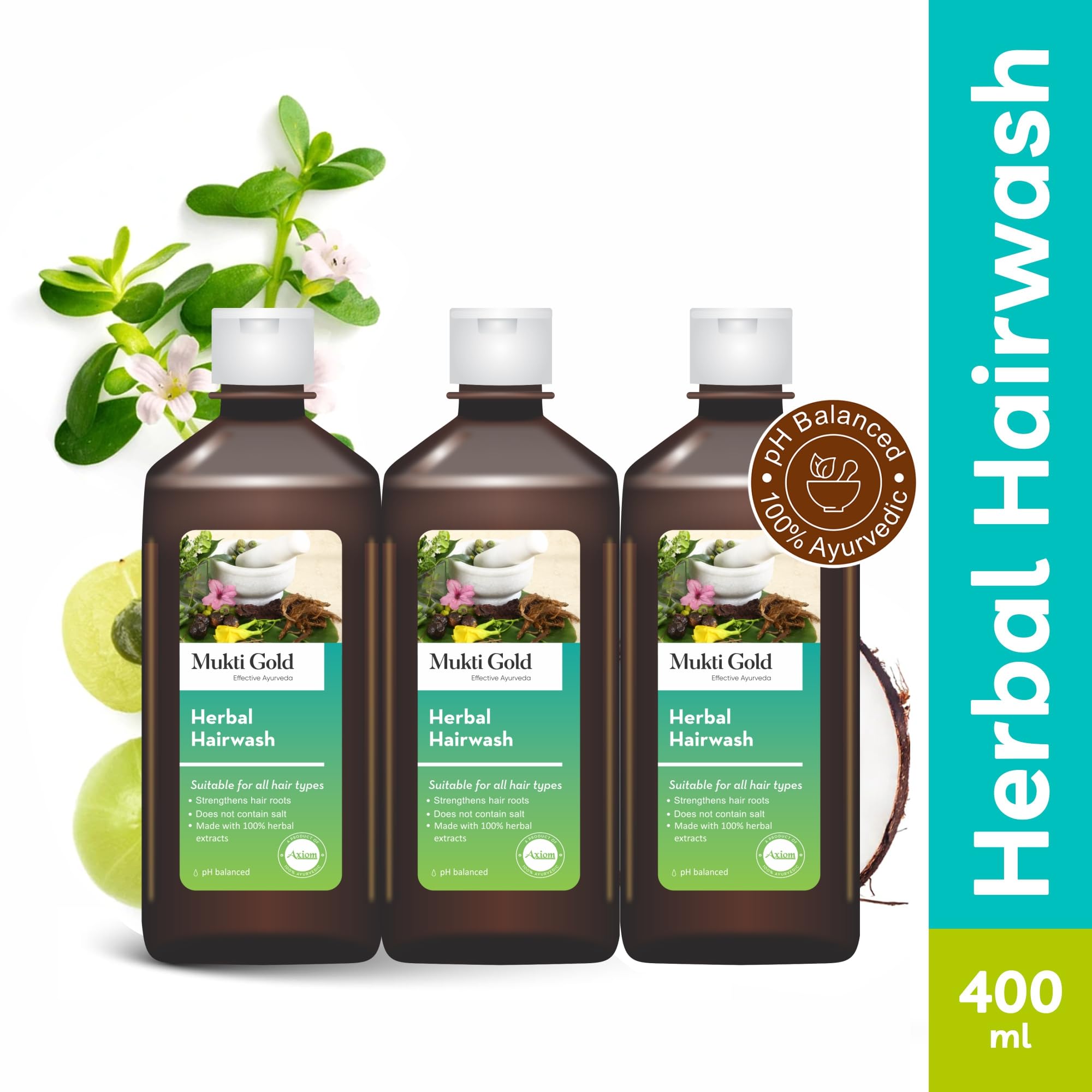Axiom Mukti Gold Amla & Coconut Herbal Hairwash - 400mL – view 2