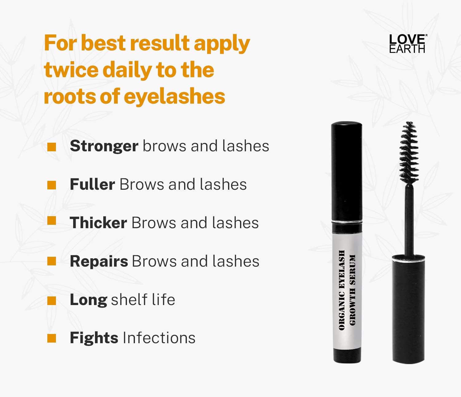 Love Earth Organic Eyelash Growth Serum Enriched With Pure Organic & Natural Essential Oils For Eyelashes & Eyebrows – view 2