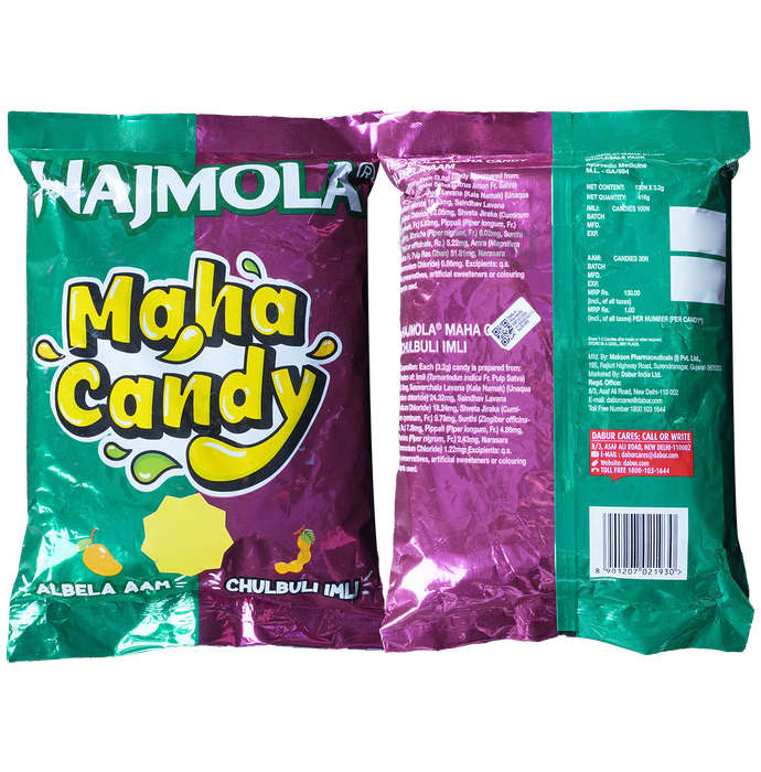 Front view of Dabur Hajmola 260 count candy jar
