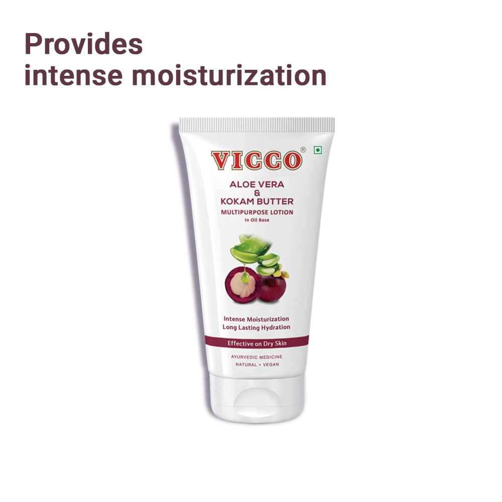Vicco Aloe Vera and Kokam Butter Multipurpose Lotion in Oil Base, For Dry Skin, Intense Moisturization, For Face and Body, Natural, Vegan and Cruelty Free, 200 ml – view 3