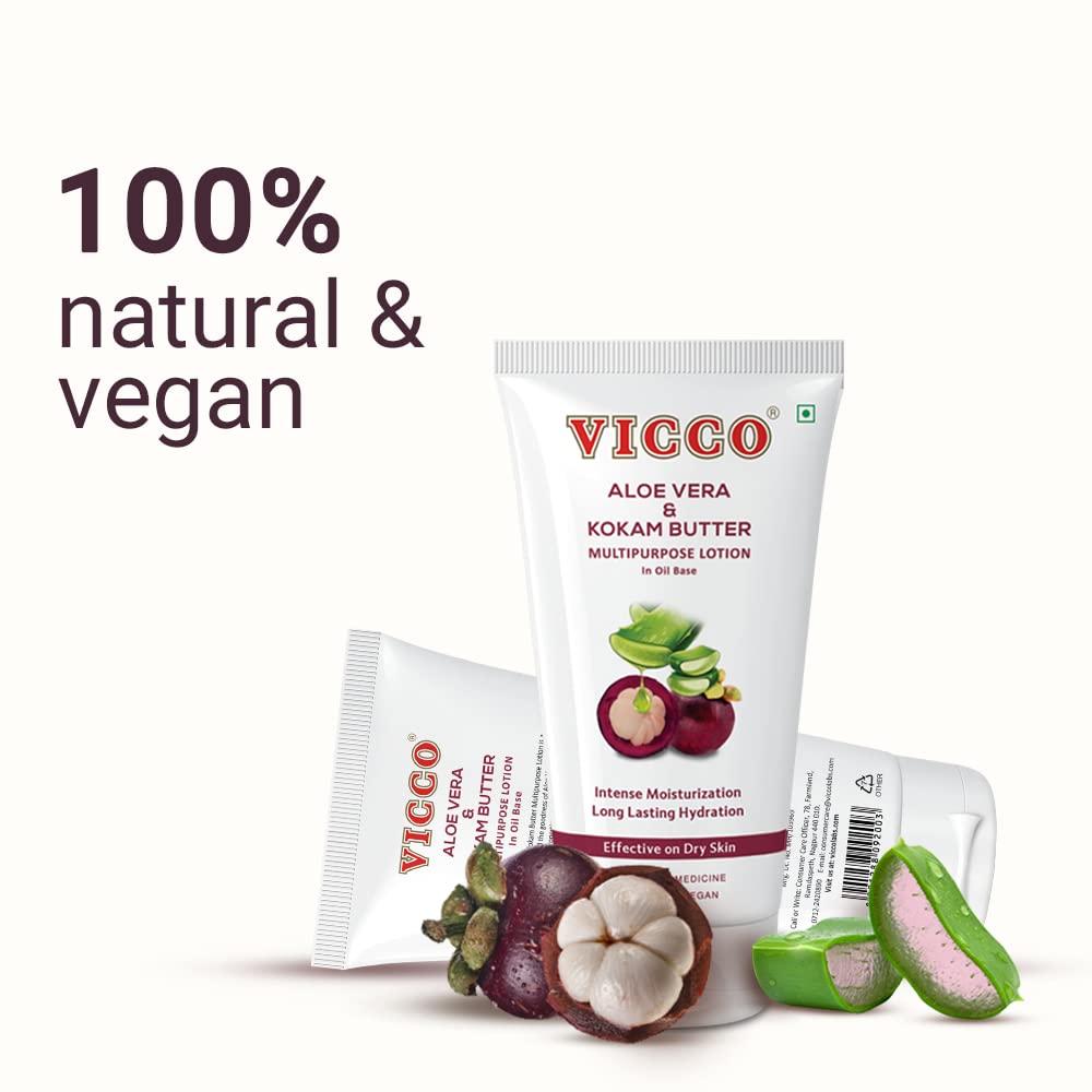 Vicco Aloe Vera and Kokam Butter Multipurpose Lotion in Oil Base, For Dry Skin, Intense Moisturization, For Face and Body, Natural, Vegan and Cruelty Free, 200 ml – view 5