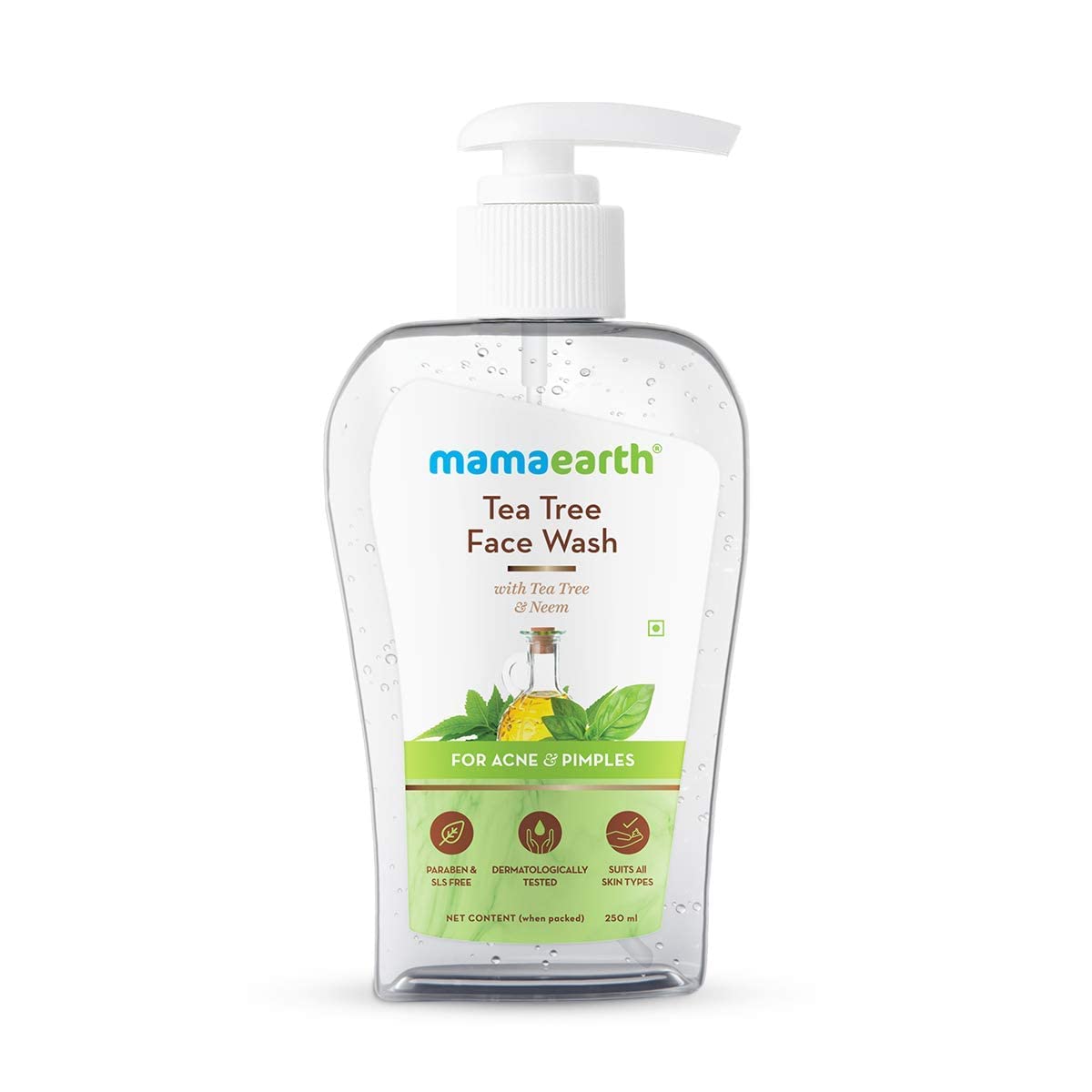 Mamaearth anti acne tea tree face wash bottle for oily skin
