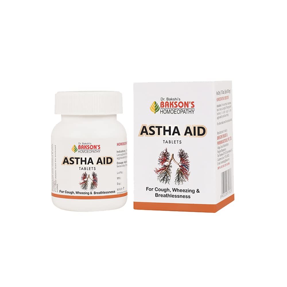 Front view of Bakson's Astha Aid Tablets 75 tabs pack