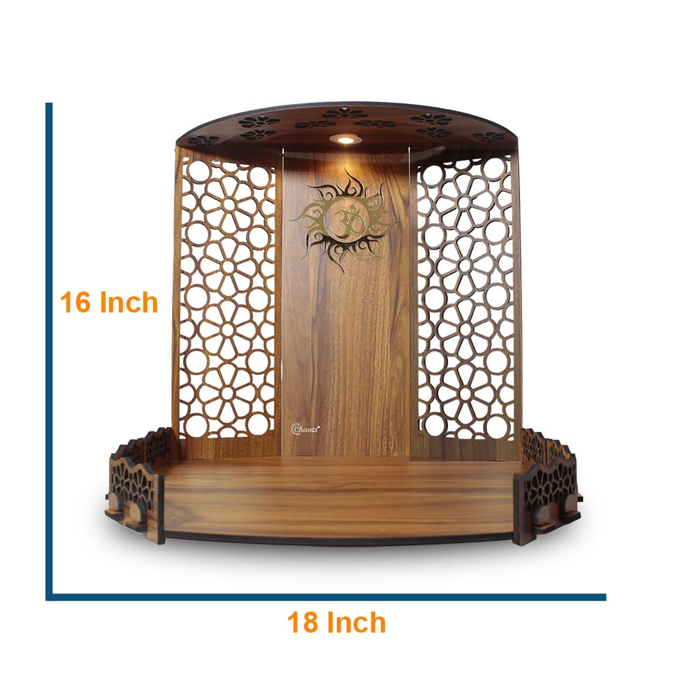 Chants Bappa Beautiful Wooden Wooden Pooja Mandir for Home or Puja Temple Stand for Office and Shops with Led spot Light for Table top only – view 3