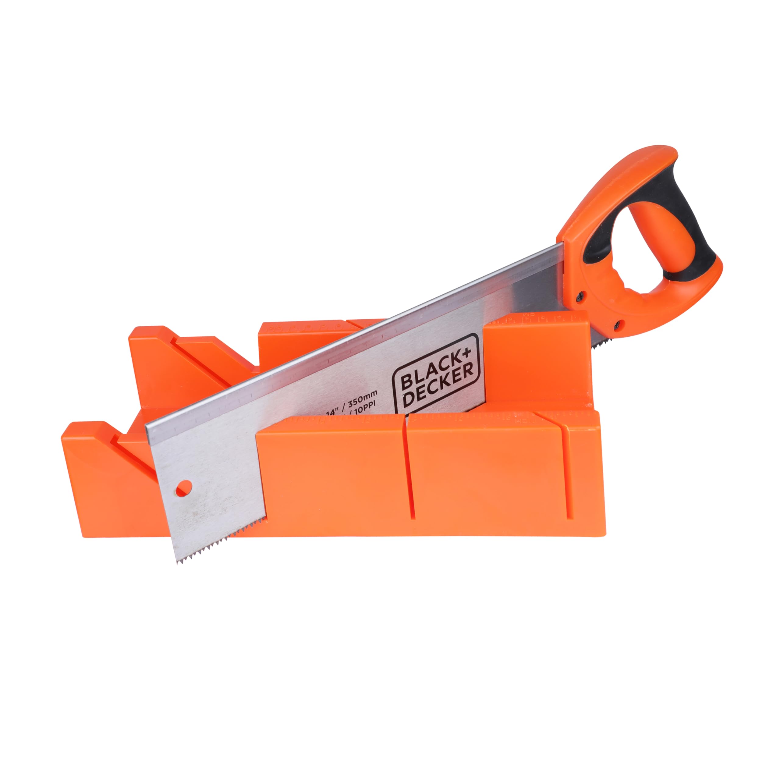 BLACK+DECKER hand-powered mitre box saw set in orange and black