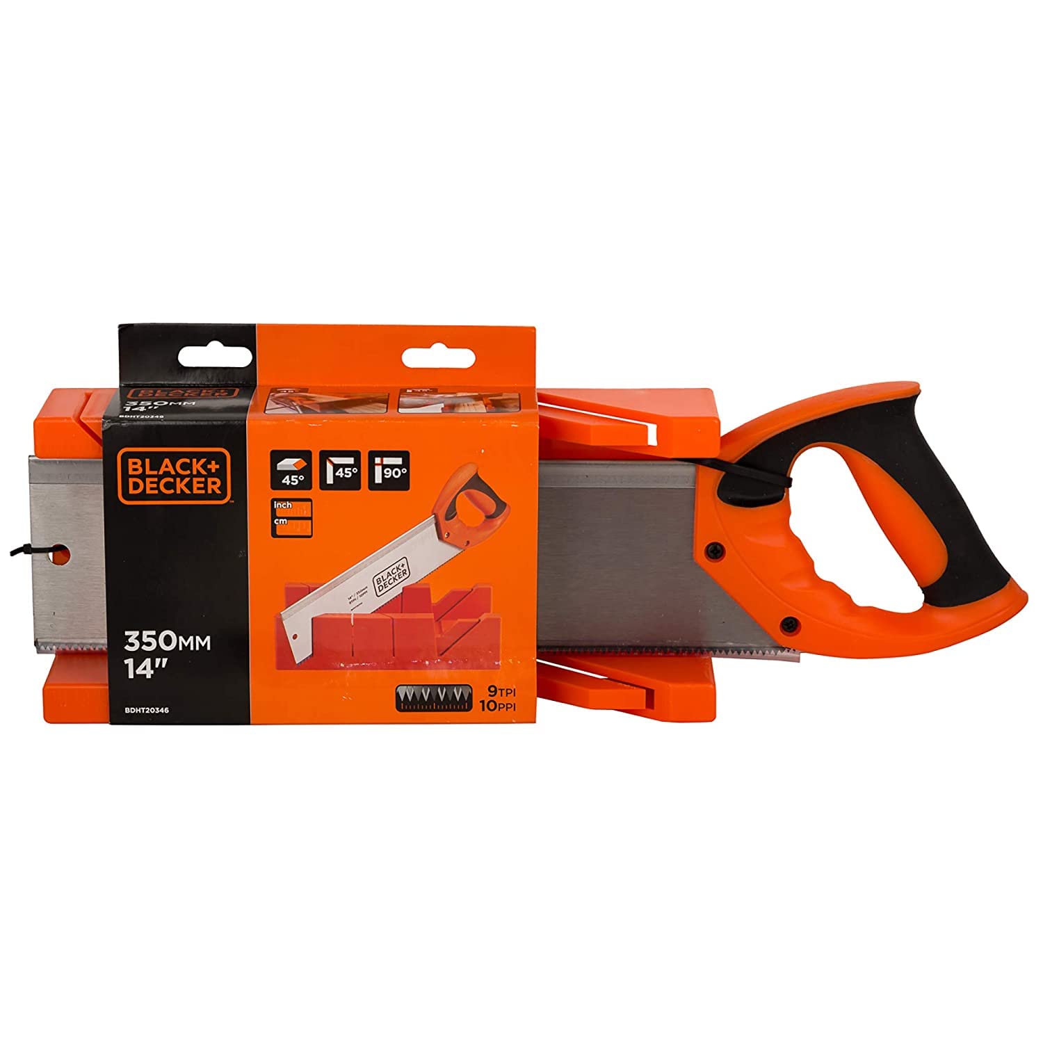 BLACK & DECKER BDHT20346 350mm Hand-Powered Steel Mitre Box with Saw for Home, DIY & Professional, 6 Months Warranty, ORANGE & BLACK – view 5