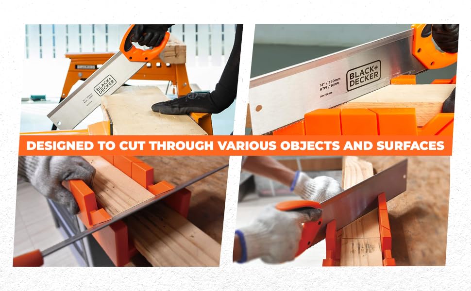 BLACK & DECKER BDHT20346 350mm Hand-Powered Steel Mitre Box with Saw for Home, DIY & Professional, 6 Months Warranty, ORANGE & BLACK – view 6