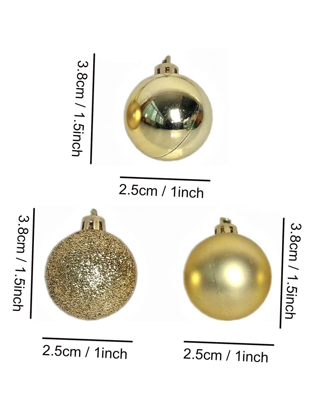 TIED RIBBONS Pack of 24 Christmas Tree Decoration Items Balls Hanging Ornaments Props Xmas Accessories (Plastic, Golden, 3.8 cm) - Christmas Decorations Items for Home Decor Office Church – view 7
