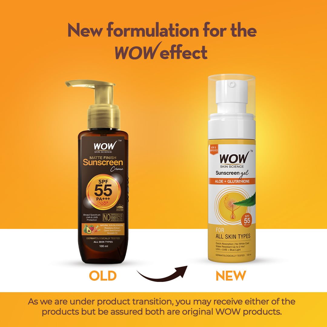 WOW Skin Science Sunscreen Matte Finish - Spf 55 Pa+++ - Very High Broad Spectrum - Uva &Uvb Protection - Quick Absorb - No Parabens, Silicones, Mineral Oil, Oxide, Color & Benzophenone, 100mL – view 2