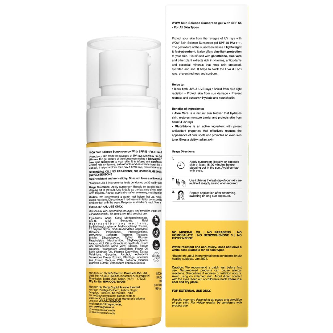 WOW Skin Science Sunscreen Matte Finish - Spf 55 Pa+++ - Very High Broad Spectrum - Uva &Uvb Protection - Quick Absorb - No Parabens, Silicones, Mineral Oil, Oxide, Color & Benzophenone, 100mL – view 8