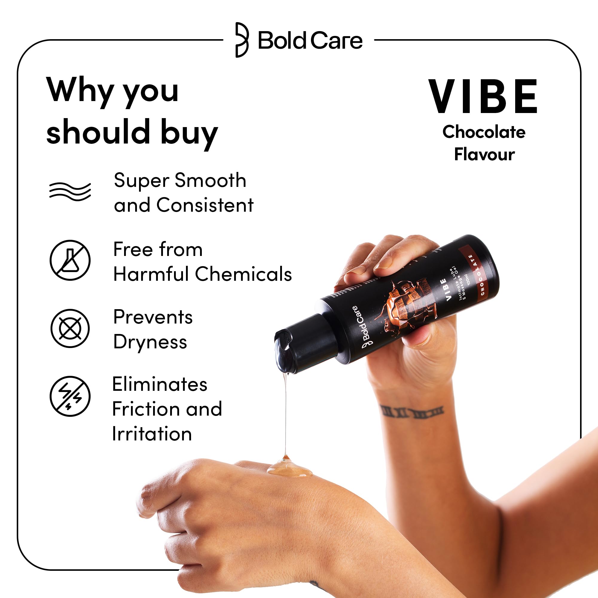 Bold Care Multi-textured Condoms + Vibe - Chocolate flavoured Premium Lubricant Gel - Water based formula - Gentle on the skin – view 5