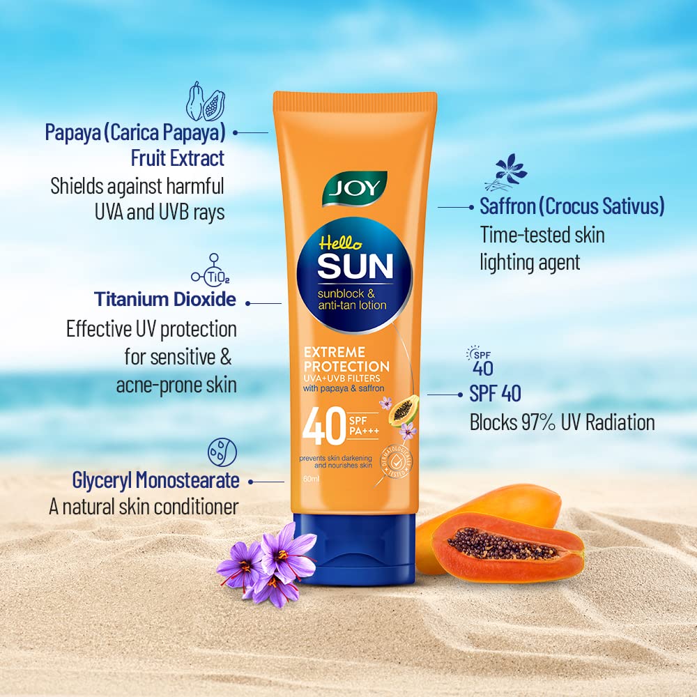 Joy Anti Tan SPF 40 Face & Body Sunscreen with 97% Sun Protection & Prevents Skin Darkening (50ml x 2) – view 3