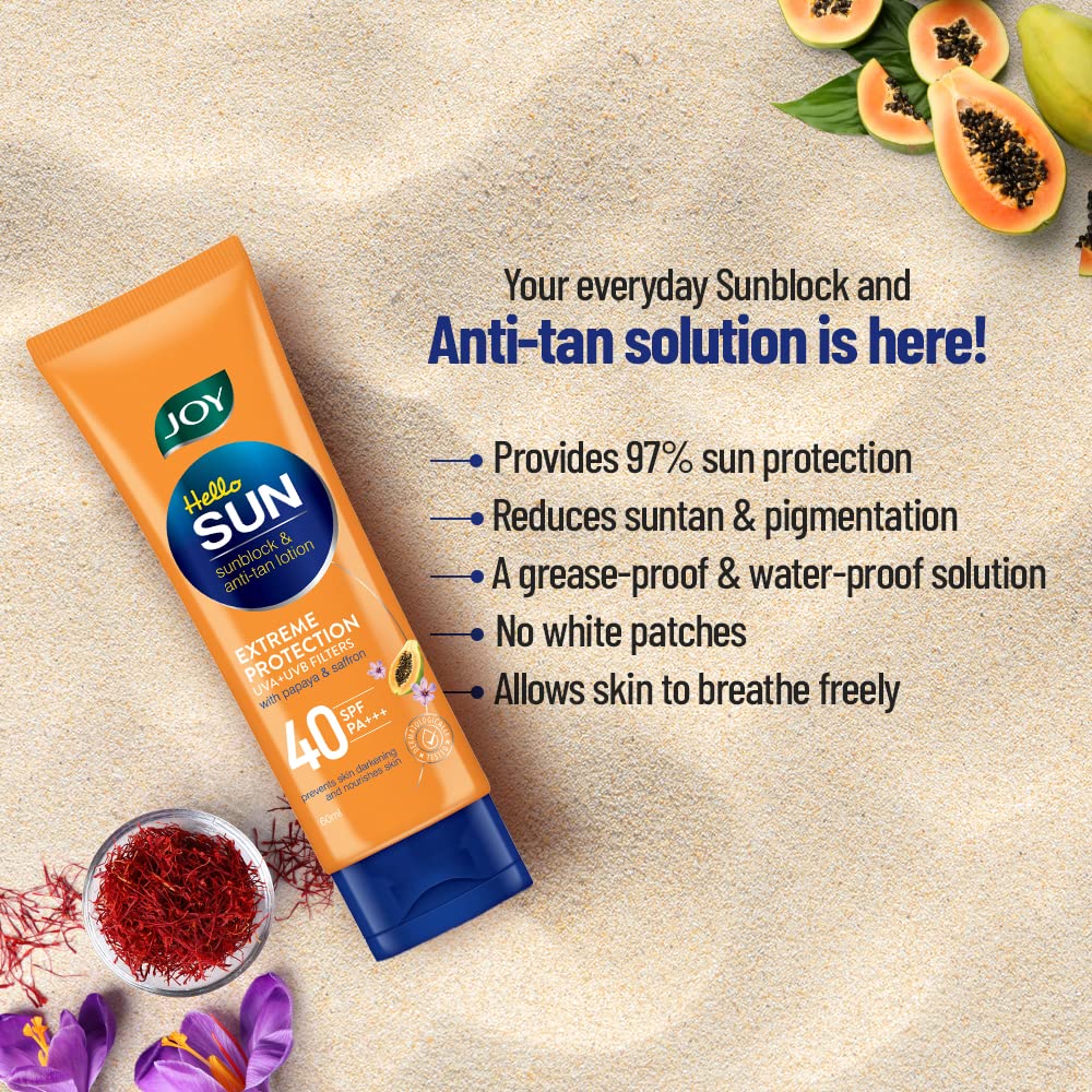 Joy Anti Tan SPF 40 Face & Body Sunscreen with 97% Sun Protection & Prevents Skin Darkening (50ml x 2) – view 4
