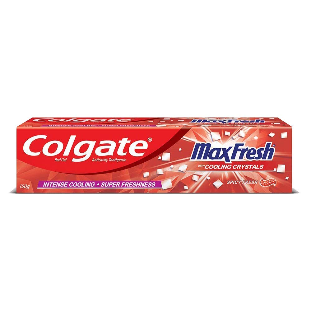 Two-pack Colgate Maxfresh red gel toothpaste in spicy fresh flavor