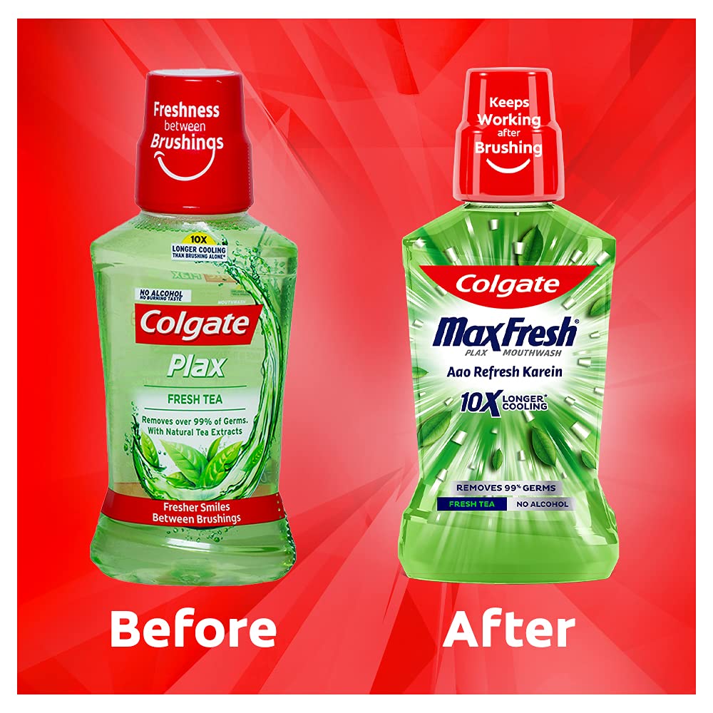 Colgate Maxfresh Plax Antibacterial Mouthwash, 24/7 Fresh Breath with Natural tea extracts - 500ml, (Fresh Tea) – view 8