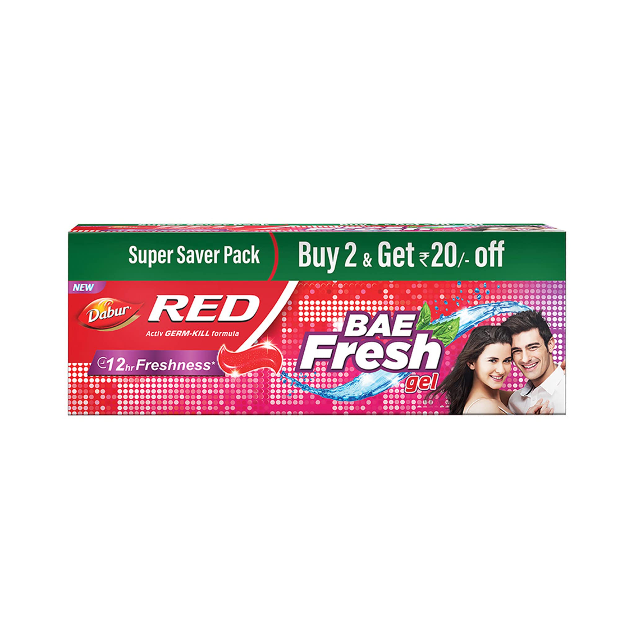 Dabur Red Bae Fresh Gel toothpaste tubes and outer pack
