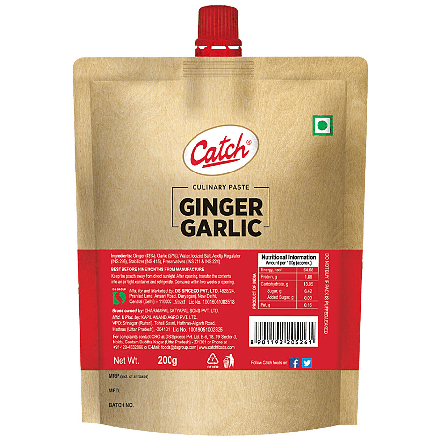 Catch Ginger Garlic/Adrak Lehsun Paste - Thick & Grainy, No Artificial Colours 200 g – view 3