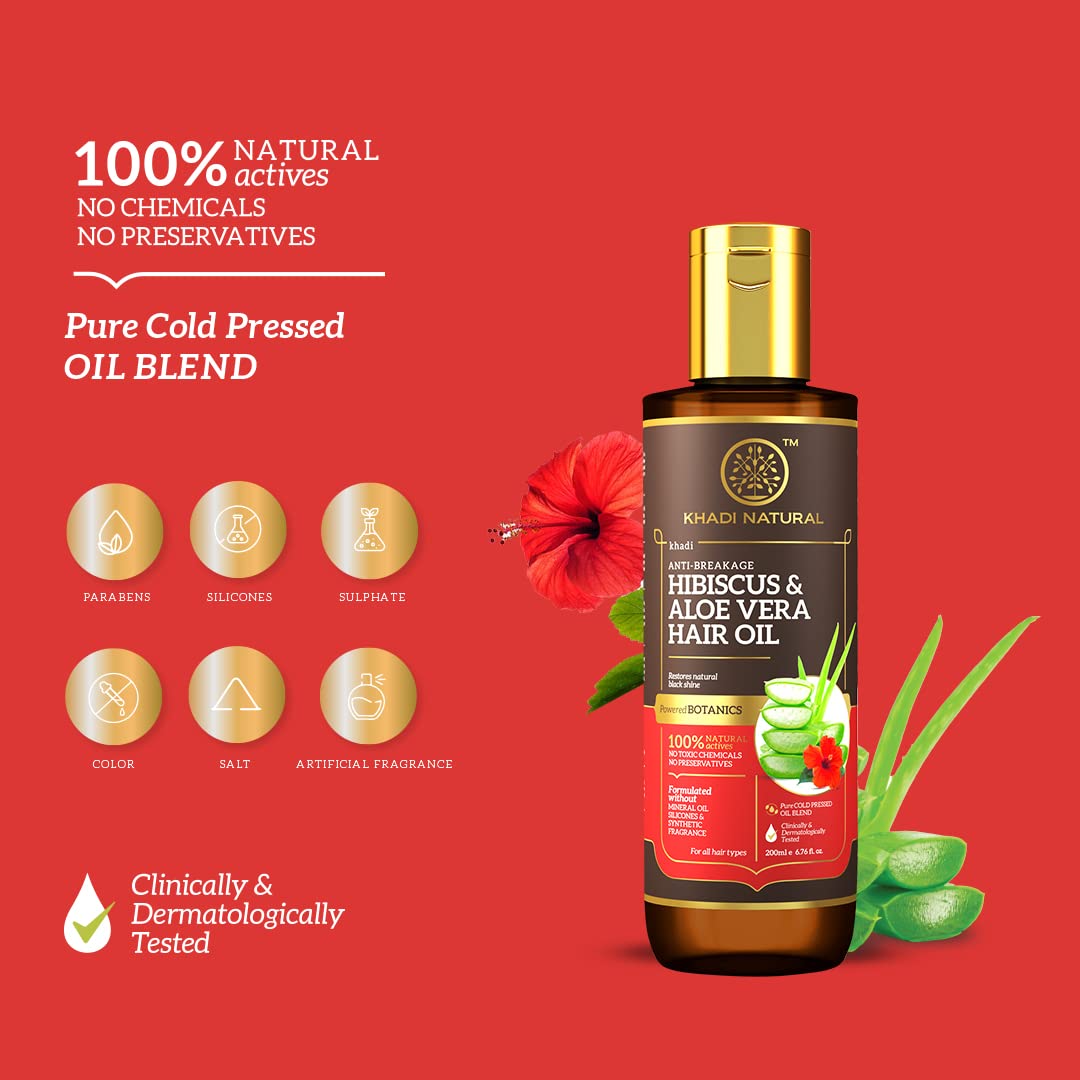 Khadi Natural Hibiscus & Aloe Vera Hair Oil – view 3