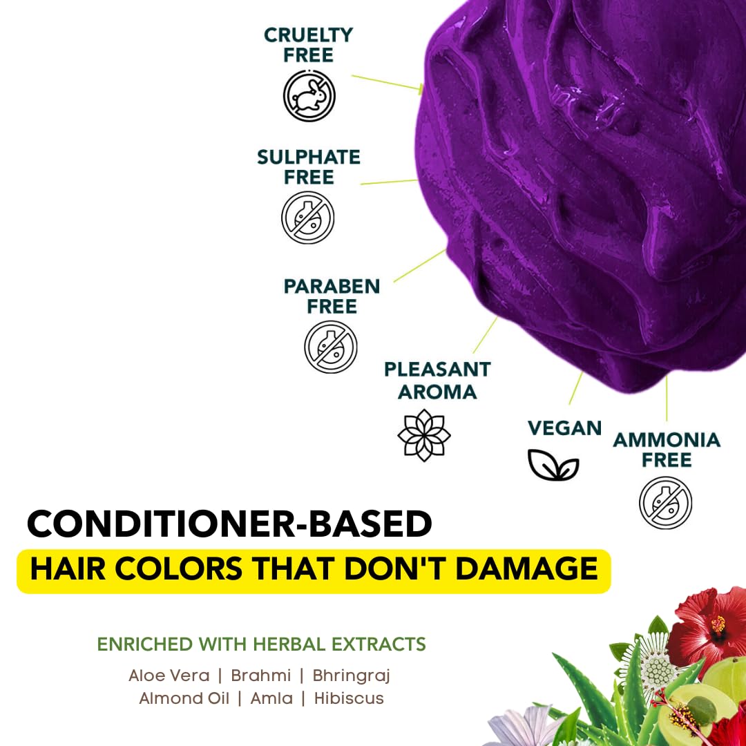 Paradyes Comrii Purple Semi-Permanent Hair Color Kit: Ammonia-Free, Lasts 8+ Washes, Ideal for Dark Hair, Enriched with Nourishing Conditioner Crème – view 3