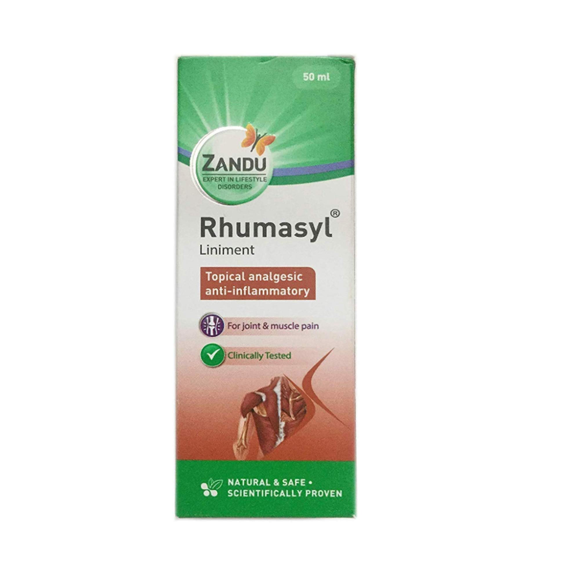 Two bottles of Zandu AyuHeal Rhumasyl Liniment 50 ml