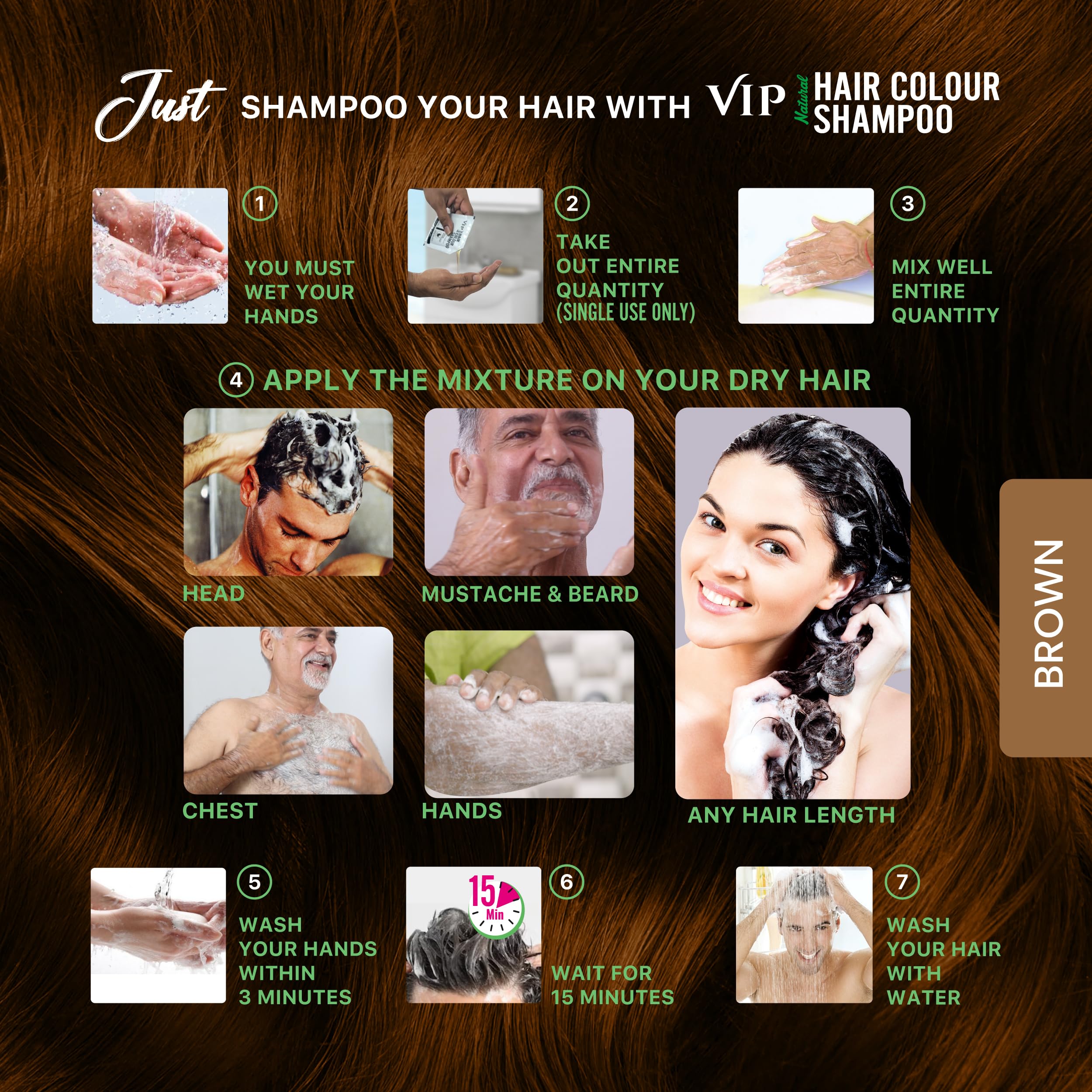 VIP Hair Colour Shampoo - Brown – view 3