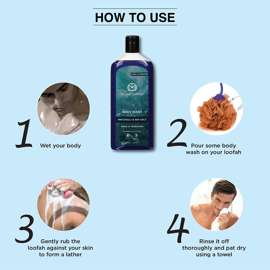The Man Company Patchouli & Sea Salt Perfumed Body Wash For Men - 200 Ml – view 7