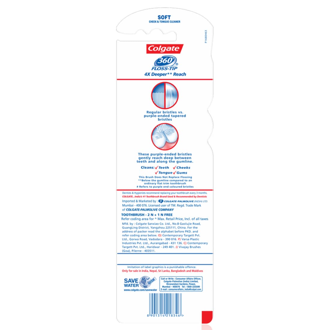 Colgate Toothbrush-360 Degree Flosstip for adults,Manual,Black,Pack of 3 – view 5