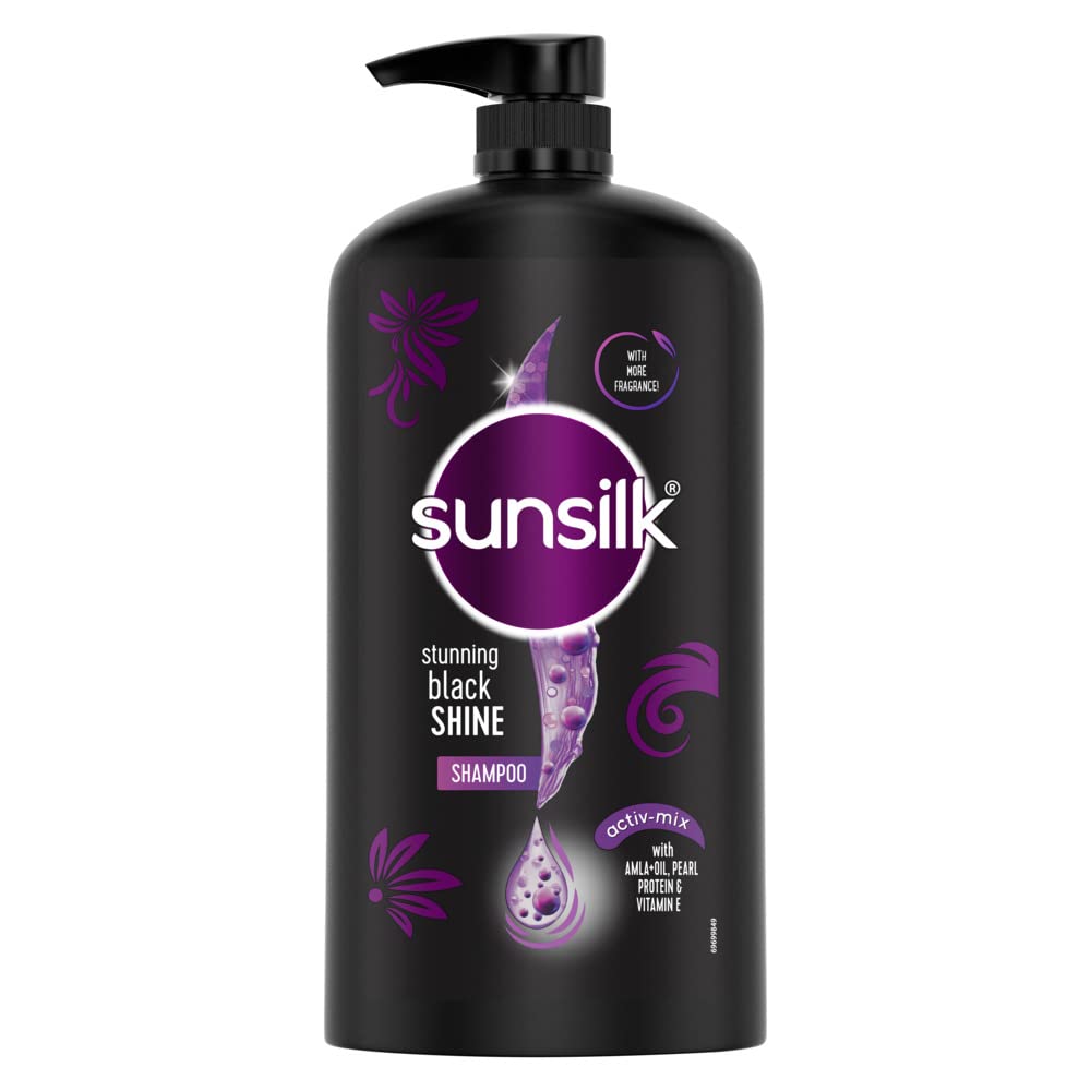 Sunsilk Black Shine Shampoo 1 litre bottle front pack image