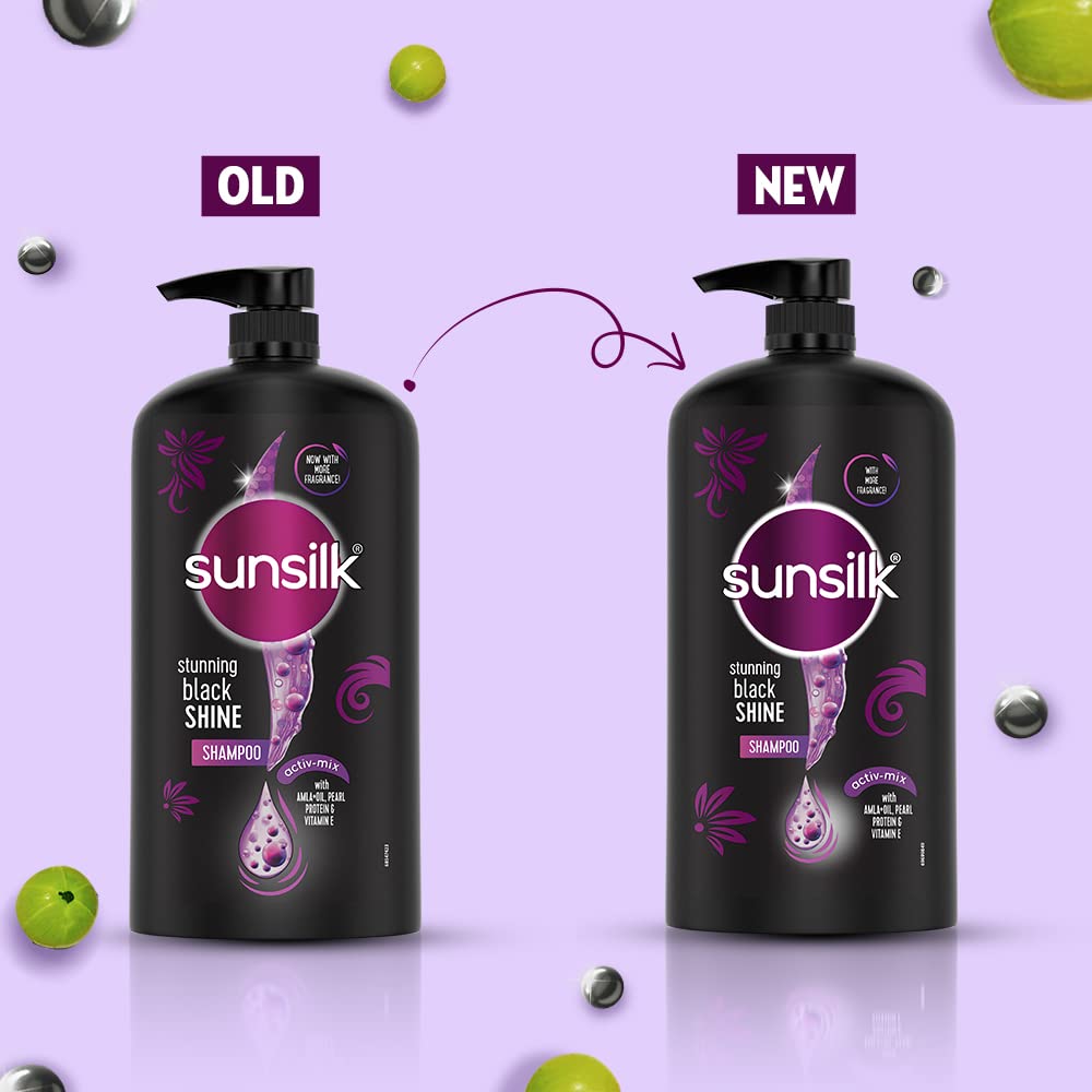 Sunsilk Black Shine, Shampoo, 1L, for Shiny, Moisturised & Fuller Hair, with Amla + Oil & Pearl Protein, Paraben-Free – view 3
