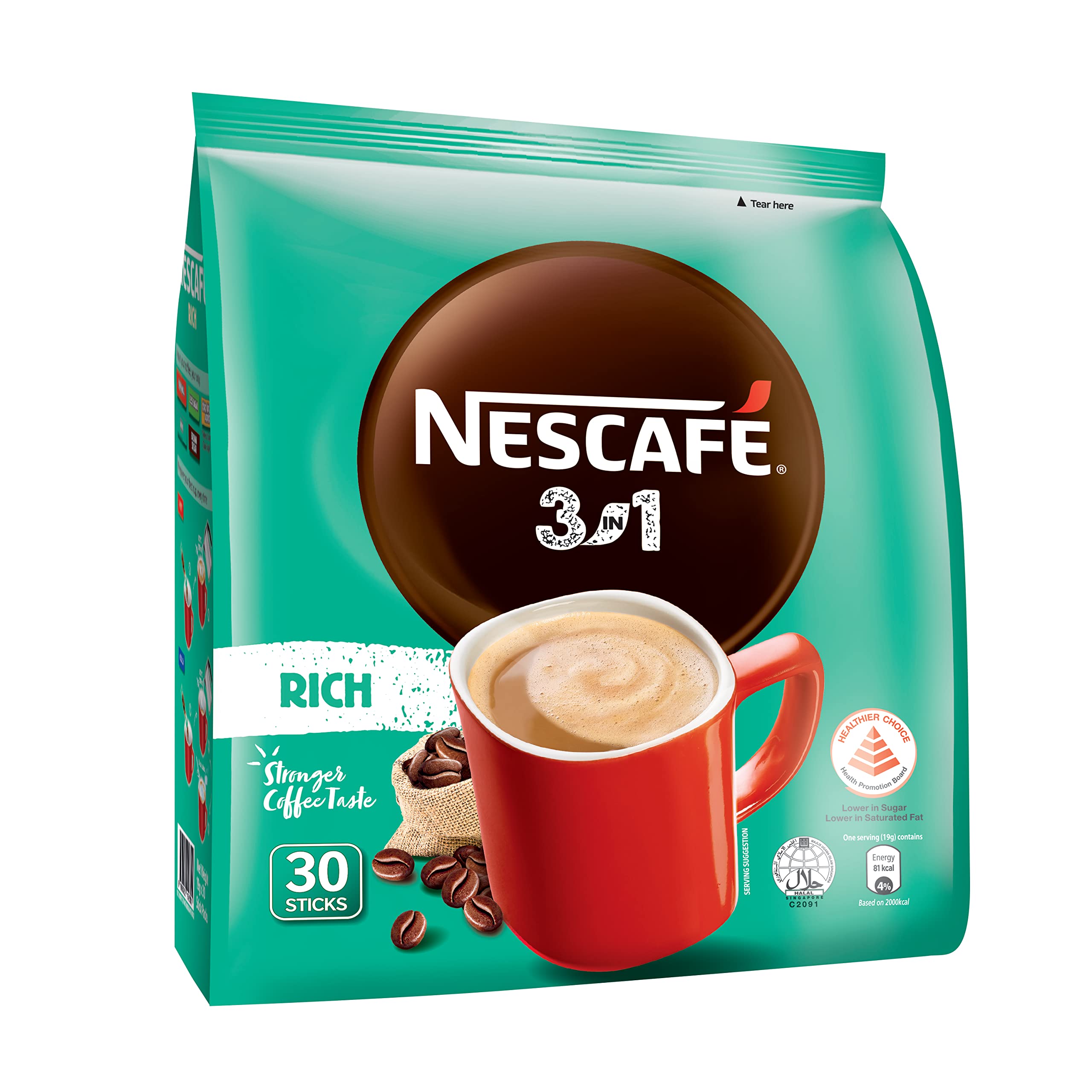 Nescafe 3 in 1 Rich Coffee Powder - 25 Sachets Bag, 475 g – view 6