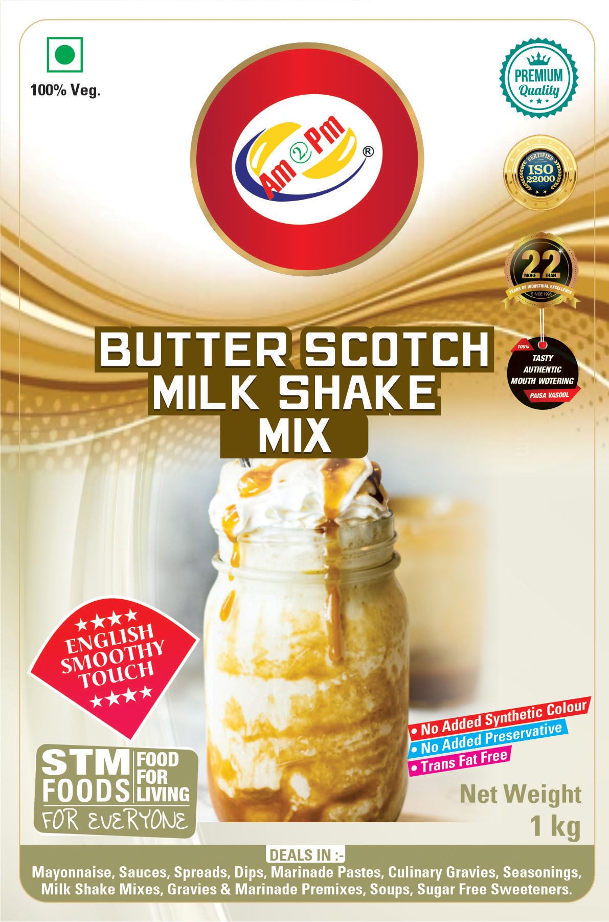 Am 2 Pm - Premium Silky Smoothy Milk Shake Mix, Instant Premix Drink Milkshake Powder, Pack of 2 (BUTTERSCOTCH + STRAWBERY (1KG EACH)) – view 6