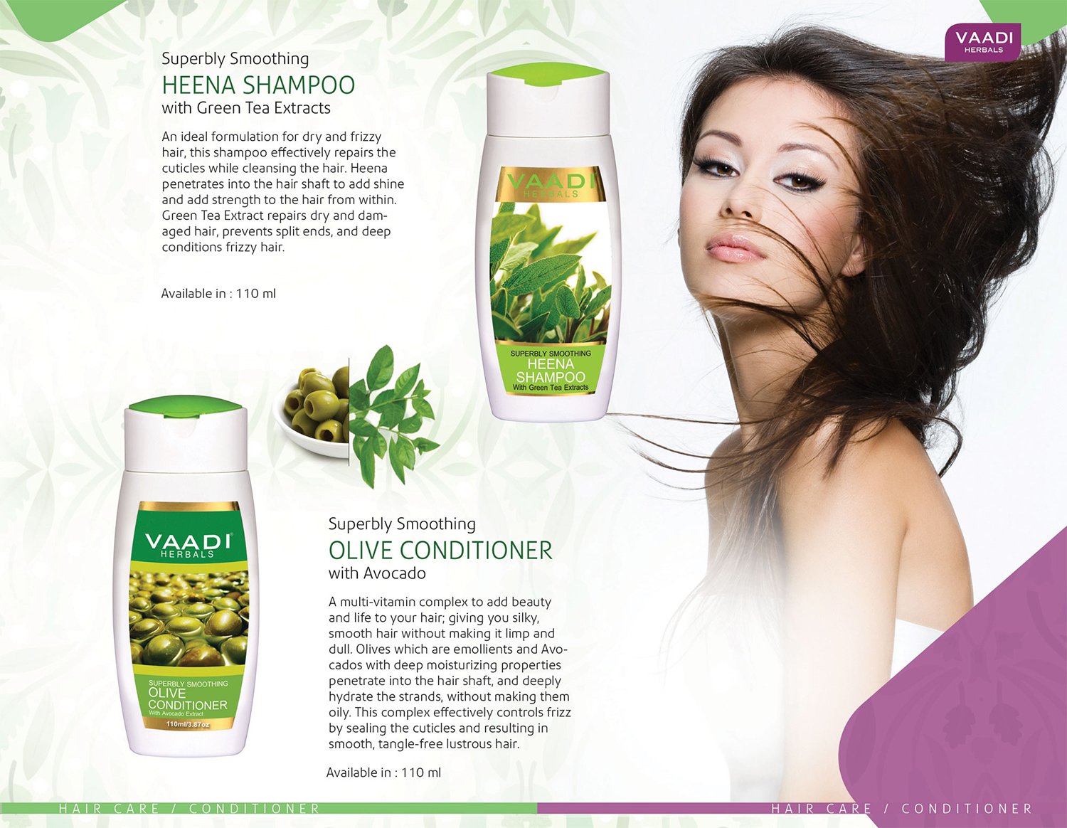 Vaadi Herbals Superbly Smoothing Heena Shampoo, 110ml with Olive Conditioner, 110ml – view 3