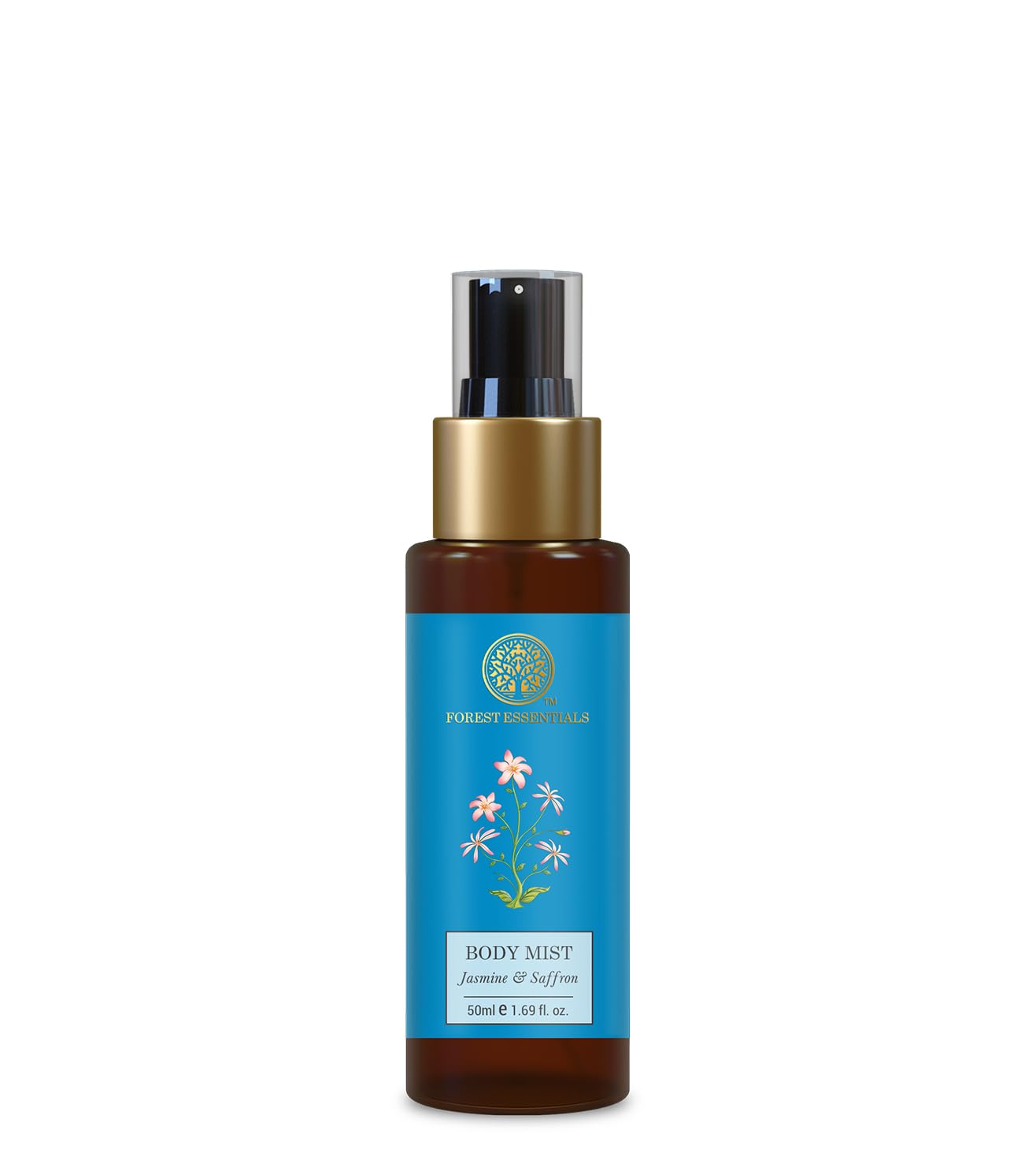 Forest Essentials travel-size body mist spray bottle with floral scent