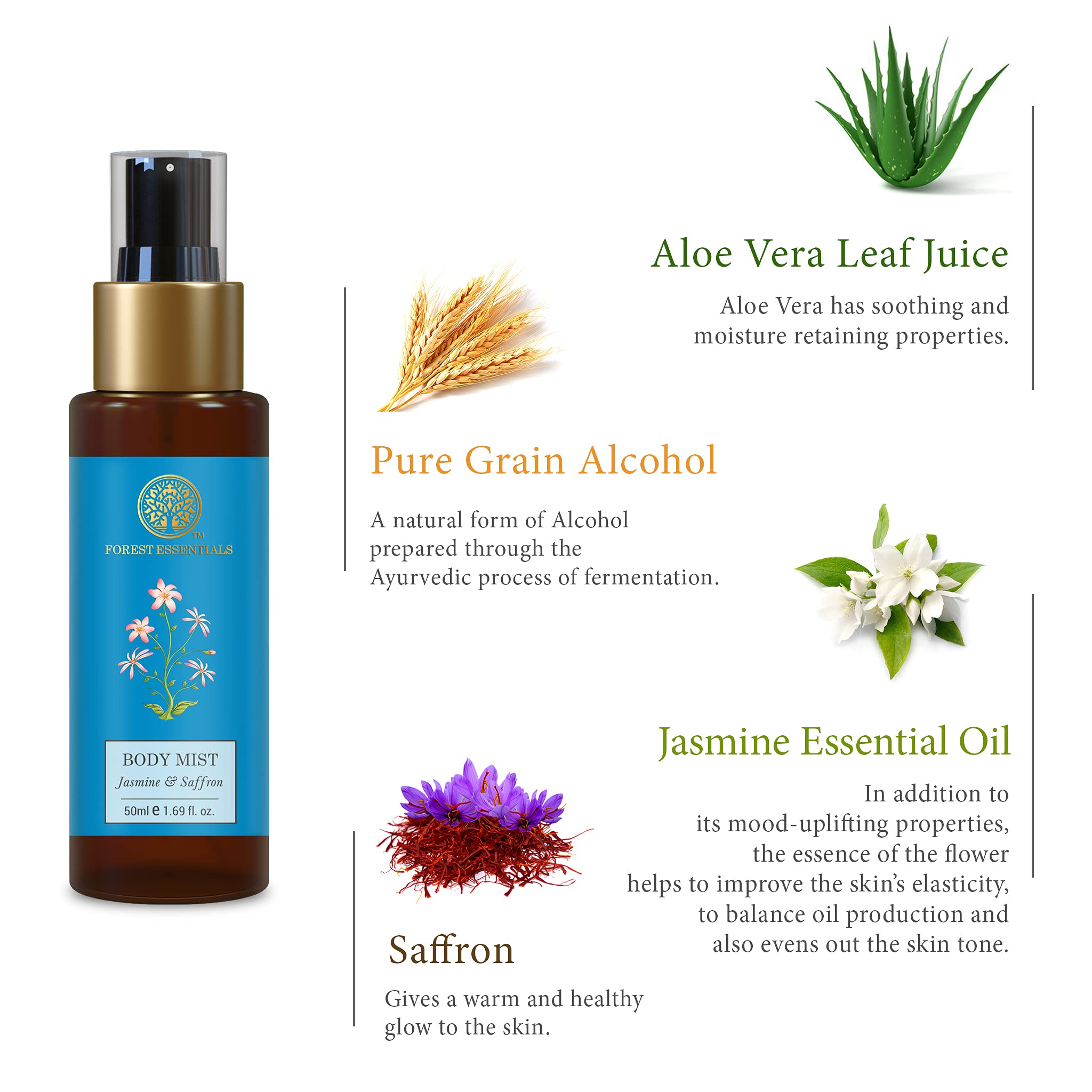 Forest Essentials Travel Size Body Mist Jasmine & Saffron – view 3