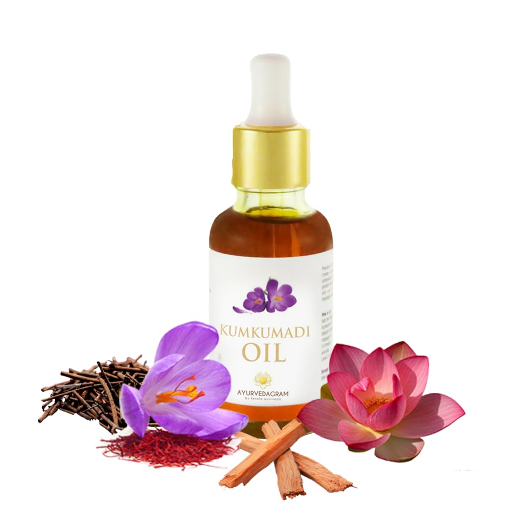 Front view of Kerala Ayurveda Kumkumadi Thailam 30 ml bottle