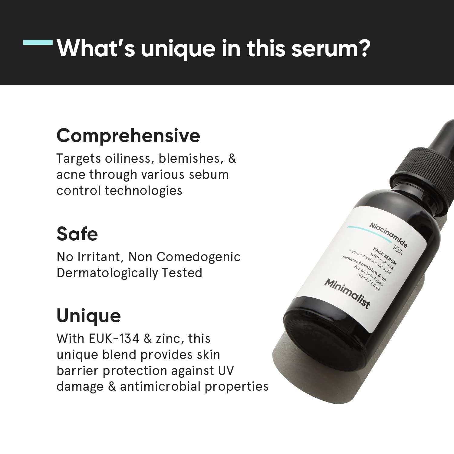 Minimalist 10% Niacinamide Face Serum for Acne Marks, Blemishes & Oil Balancing with Zinc – view 4
