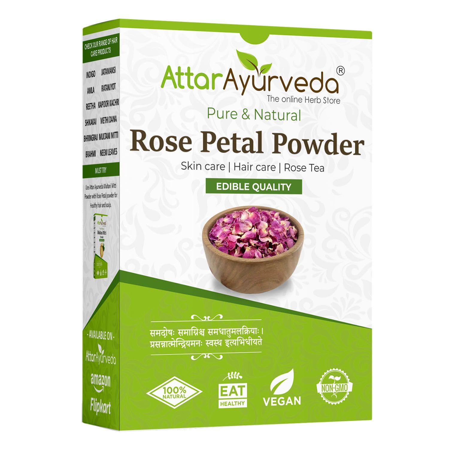 Front pack of Attar Ayurveda rose petal powder 100 g