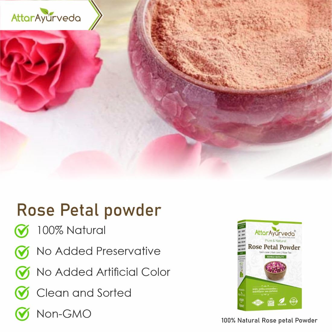 Attar Ayurveda Rose petal powder 100 grams – view 3