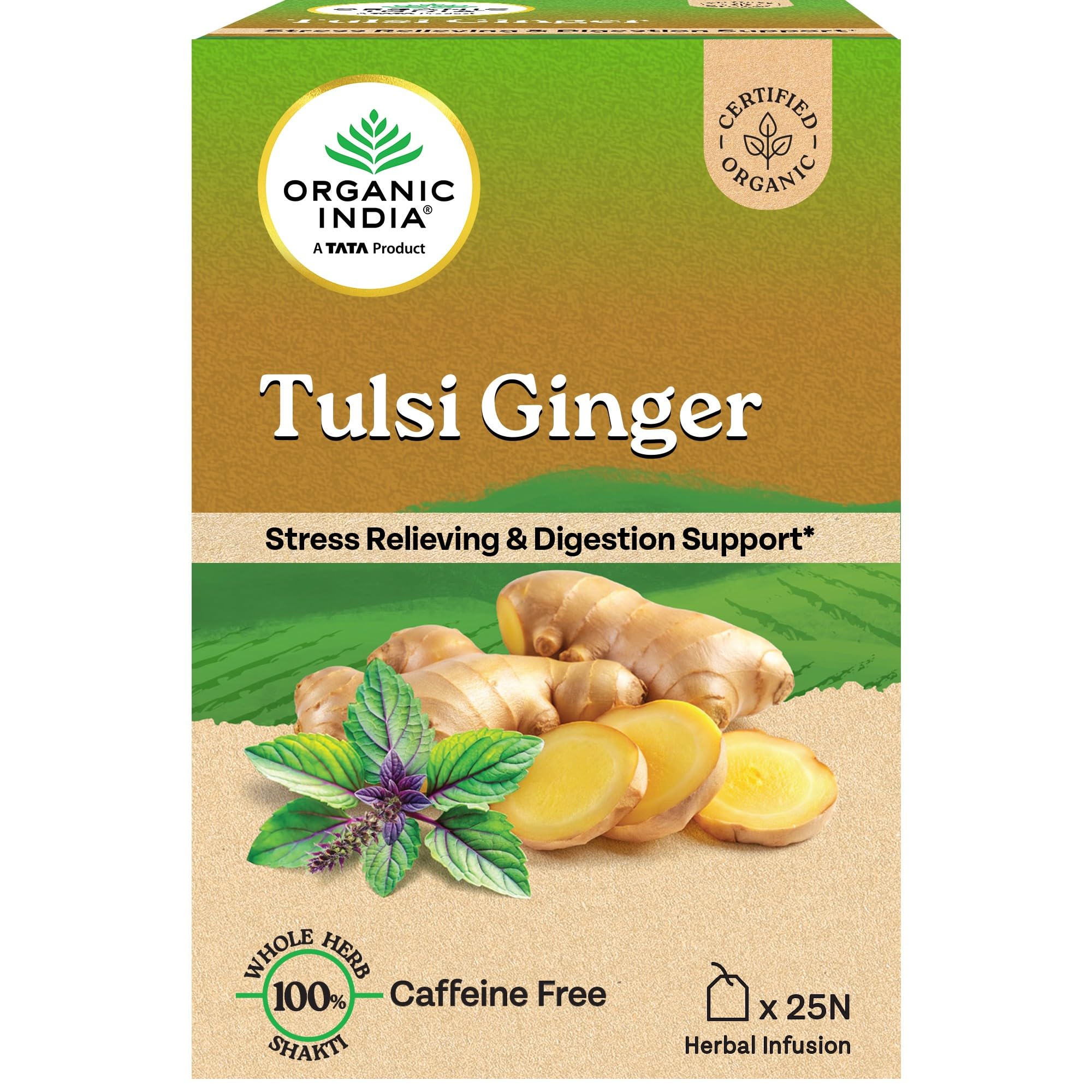Organic India Infusion Tea Bags - Tulsi Ginger, 25 Bags