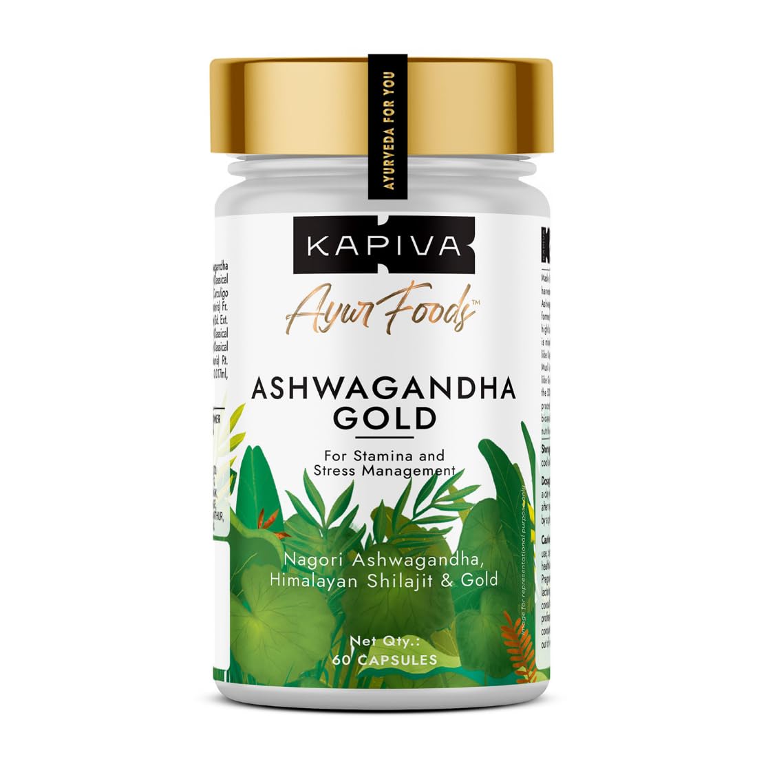 Kapiva Ashwagandha Gold 60 count capsule bottle front view