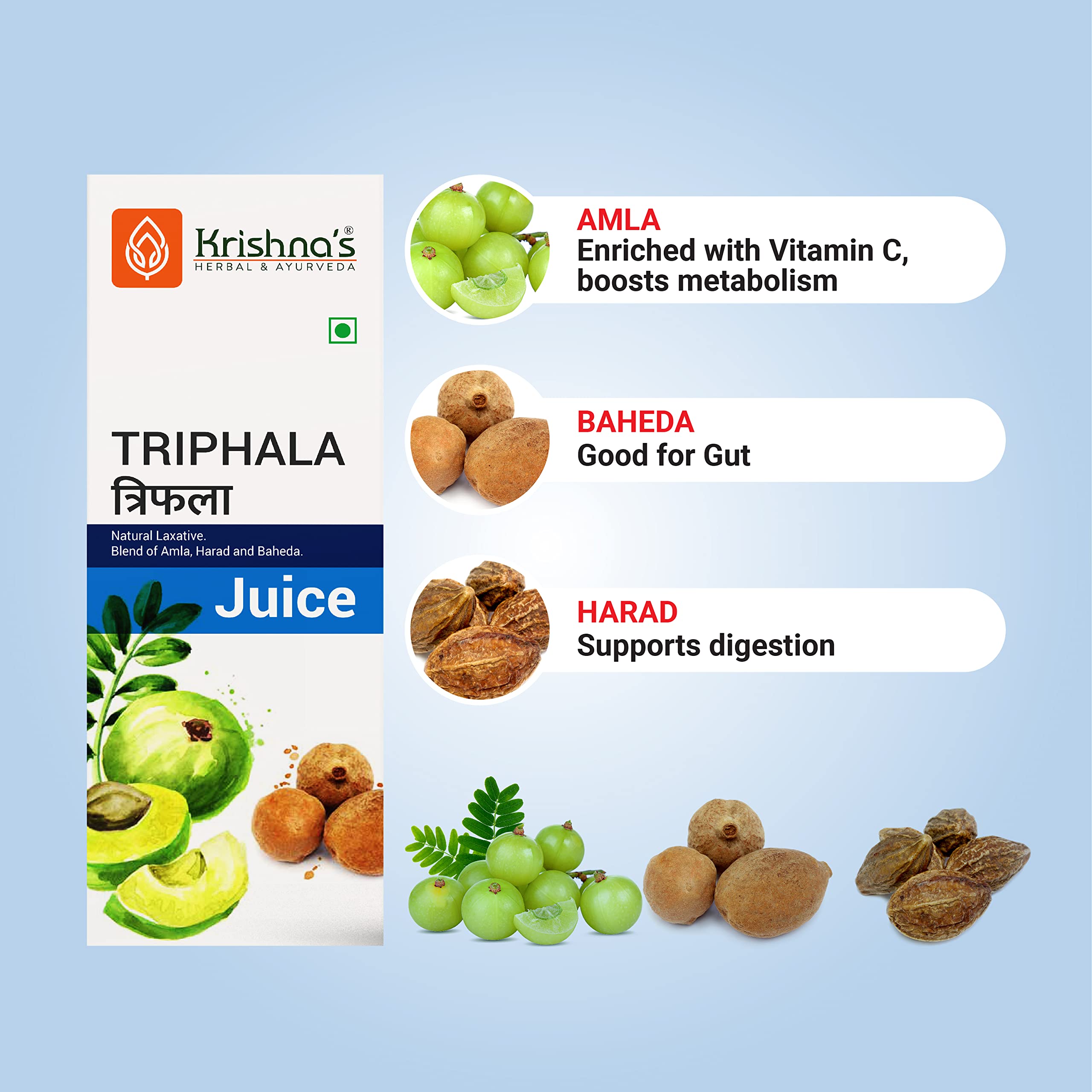 KRISHNA'S HERBAL & AYURVEDA Triphala Juice - 1000 Ml – view 3