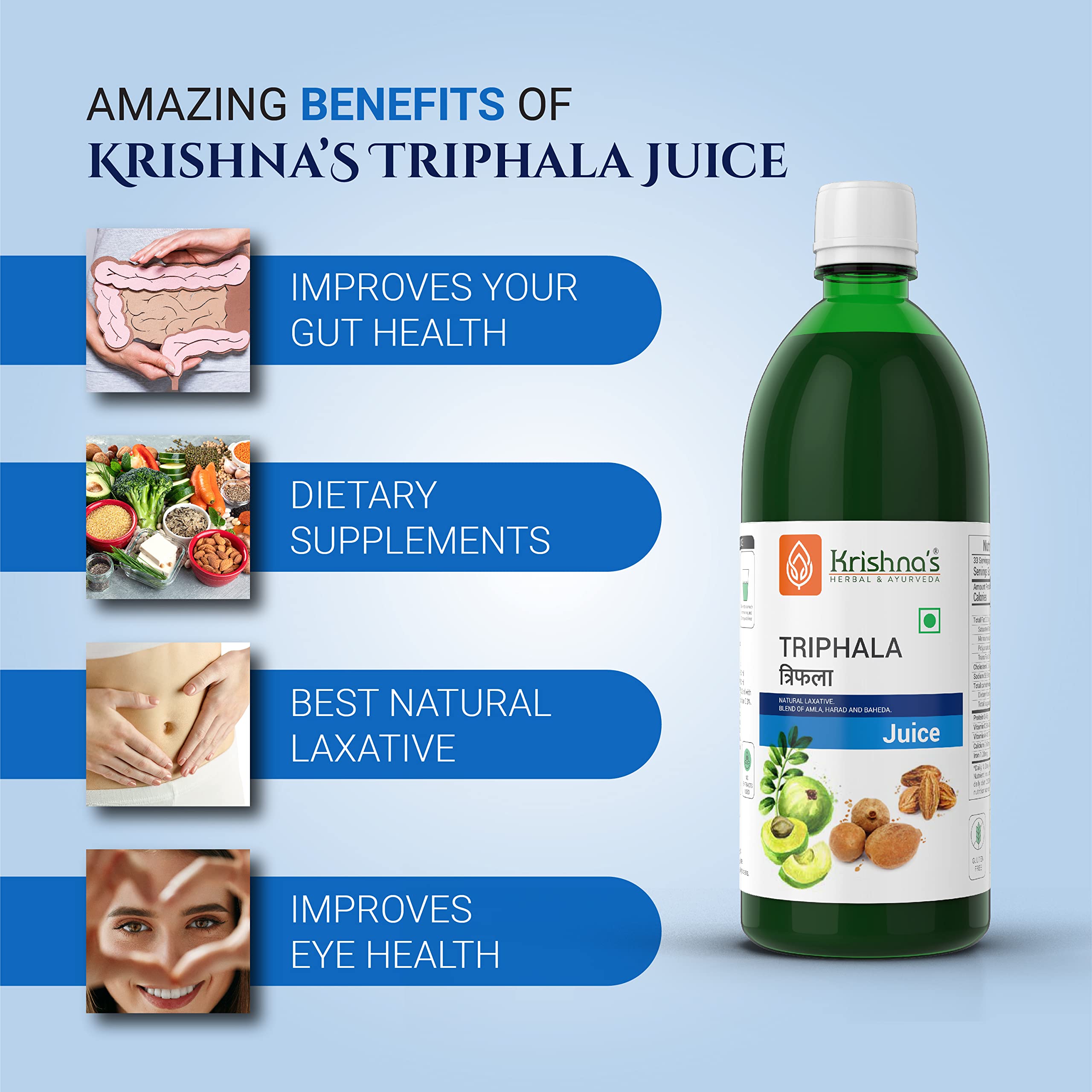 KRISHNA'S HERBAL & AYURVEDA Triphala Juice - 1000 Ml – view 4